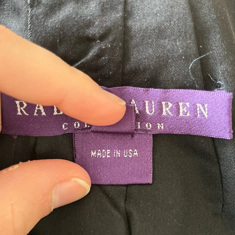 Ralph Lauren Purple Label Textured Black Midi Linen Cotton Pencil Skirt EUC Sz 8